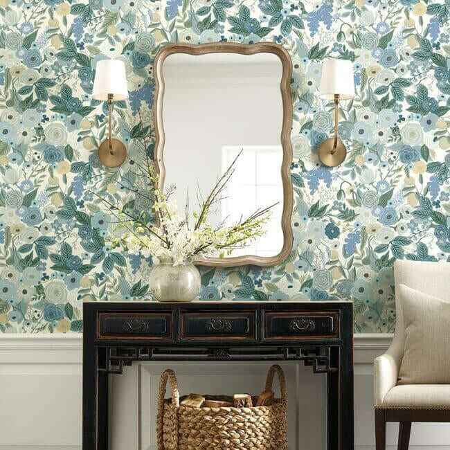 Garden Party Blue Wallpaper - York Wallcoverings - RI5120 - York Wallcoverings Wallpaper
