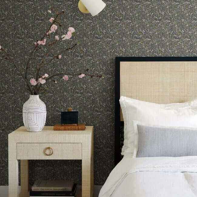 Tapestry Black & Beige Wallpaper - York Wallcoverings - RI5125 - York Wallcoverings Wallpaper
