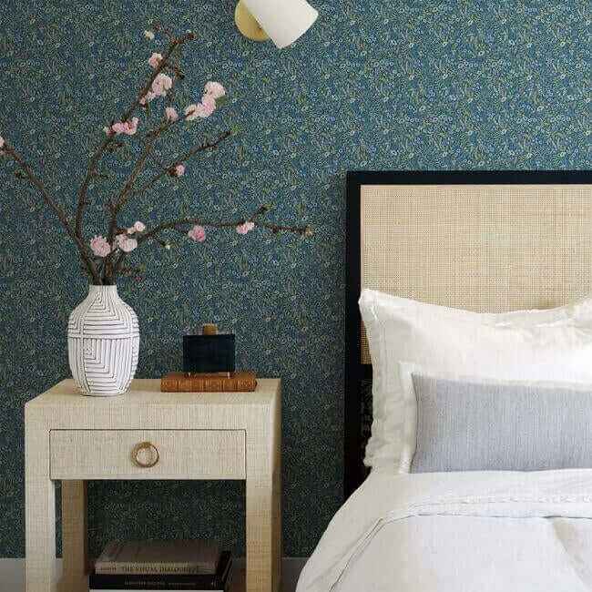 Tapestry Indigo Wallpaper - York Wallcoverings - RI5126 - York Wallcoverings Wallpaper