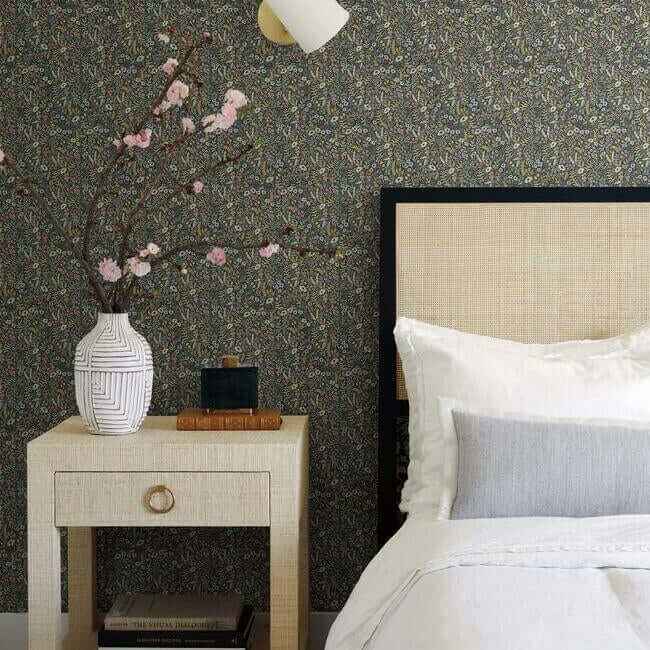 Tapestry Black Wallpaper - York Wallcoverings - RI5124 - York Wallcoverings Wallpaper