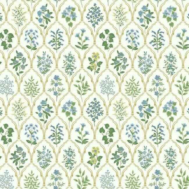Hawthorne Blue & Green Wallpaper - York Wallcoverings - RI5132