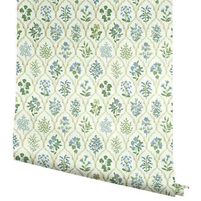 Hawthorne Blue & Green Wallpaper - York Wallcoverings - RI5132 - York Wallcoverings Wallpaper