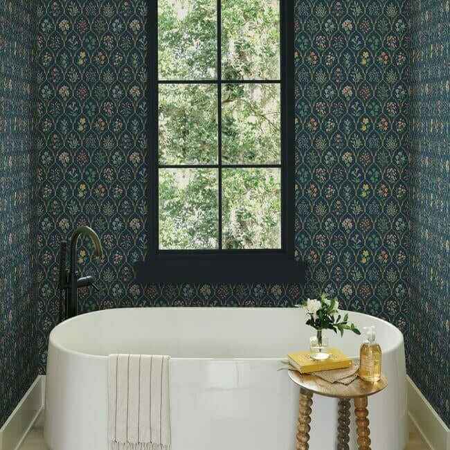 Hawthorne Navy Wallpaper - York Wallcoverings - RI5129 - York Wallcoverings Wallpaper