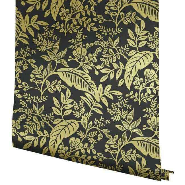 Canopy Gold & Black Wallpaper - York Wallcoverings - RI5139 - York Wallcoverings Wallpaper