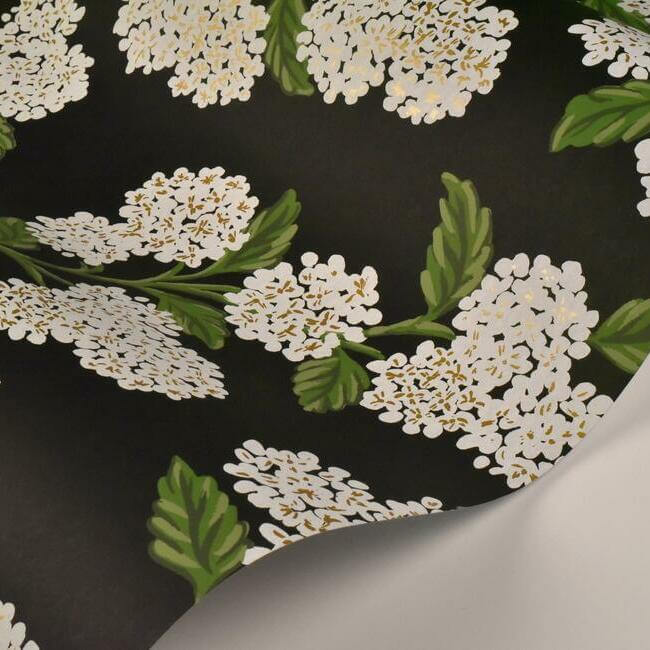 hydrangea-wallpaper-black-white-york-wallcoverings-ri5146 - York Wallcoverings Wallpaper