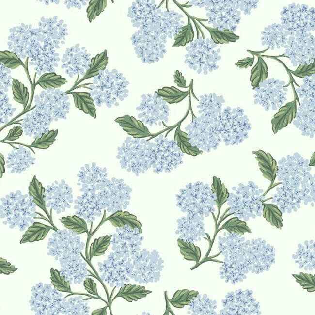Hydrangea Blue & White Wallpaper - York Wallcoverings - RI5143 - York Wallcoverings Wallpaper