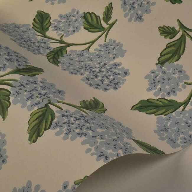 Hydrangea Blue & White Wallpaper - York Wallcoverings - RI5143 - York Wallcoverings Wallpaper