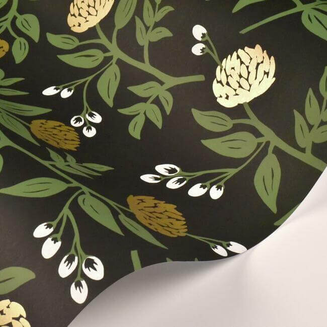 peonies-wallpaper-black-gold-york-wallcoverings-ri5151 - York Wallcoverings Wallpaper