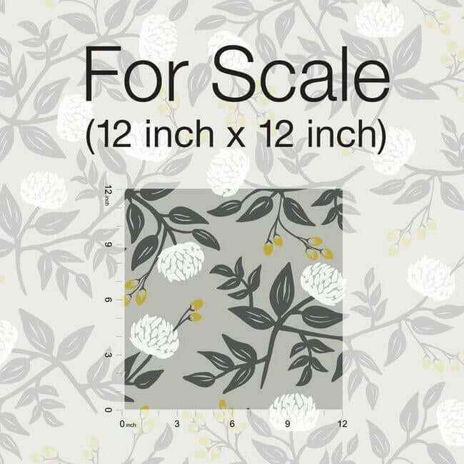 Peonies Grey Wallpaper - York Wallcoverings - RI5152 - York Wallcoverings Wallpaper