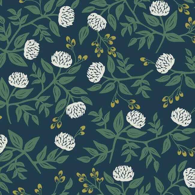 Peonies Navy Wallpaper - York Wallcoverings - RI5149 - York Wallcoverings Wallpaper
