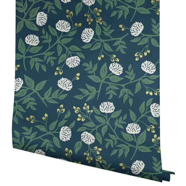Peonies Navy Wallpaper - York Wallcoverings - RI5149 - York Wallcoverings Wallpaper