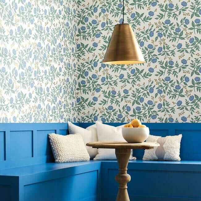 Peonies Periwinkle & Sage Wallpaper - York Wallcoverings - RI5148 - York Wallcoverings Wallpaper