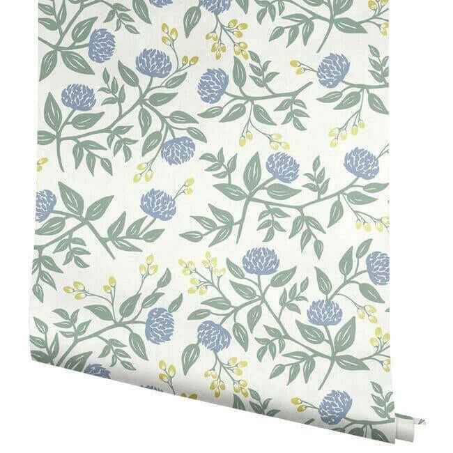 Peonies Periwinkle & Sage Wallpaper - York Wallcoverings - RI5148 - York Wallcoverings Wallpaper