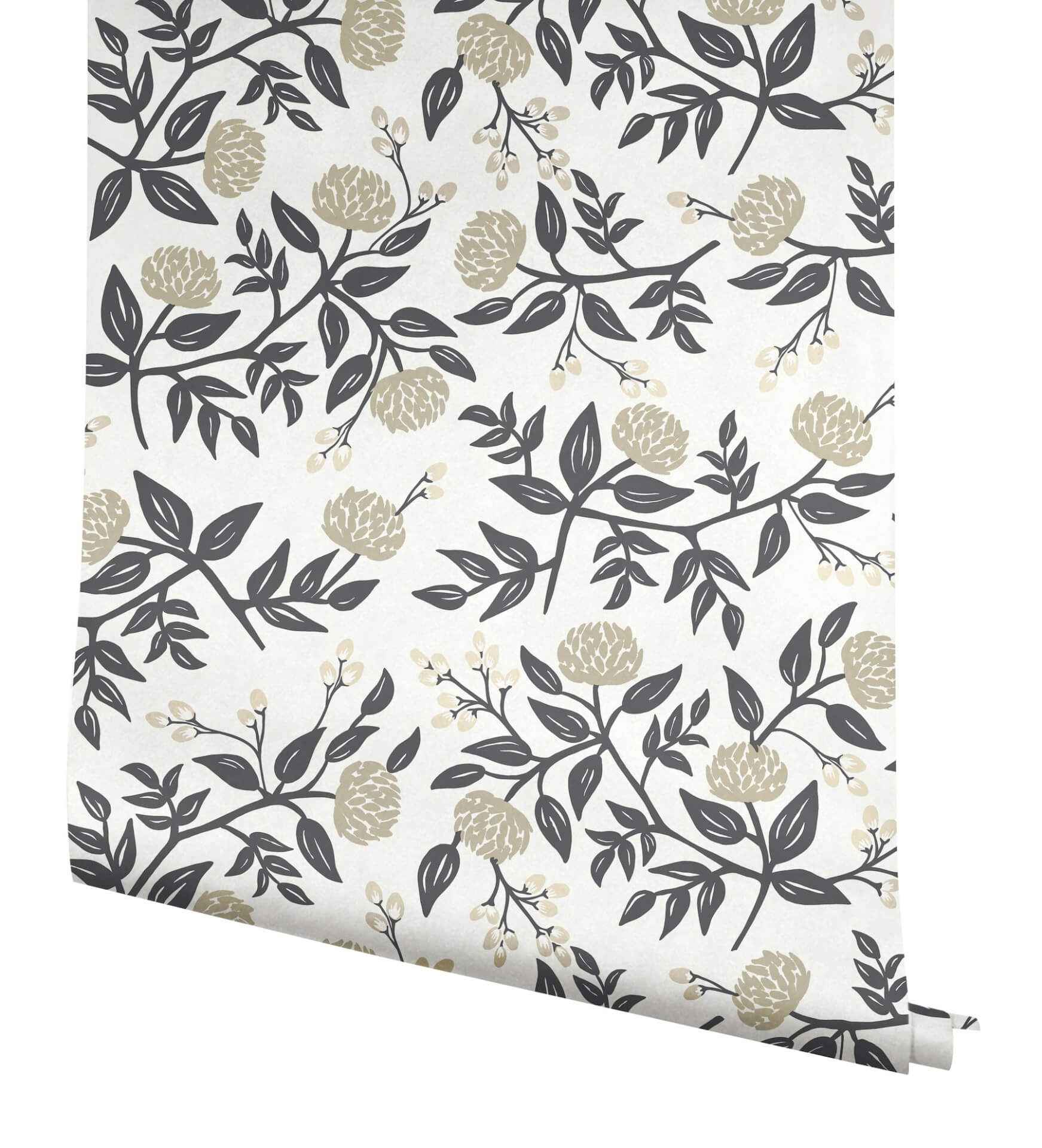 Peonies White & Black Wallpaper - York Wallcoverings - RI5150 - York Wallcoverings Wallpaper