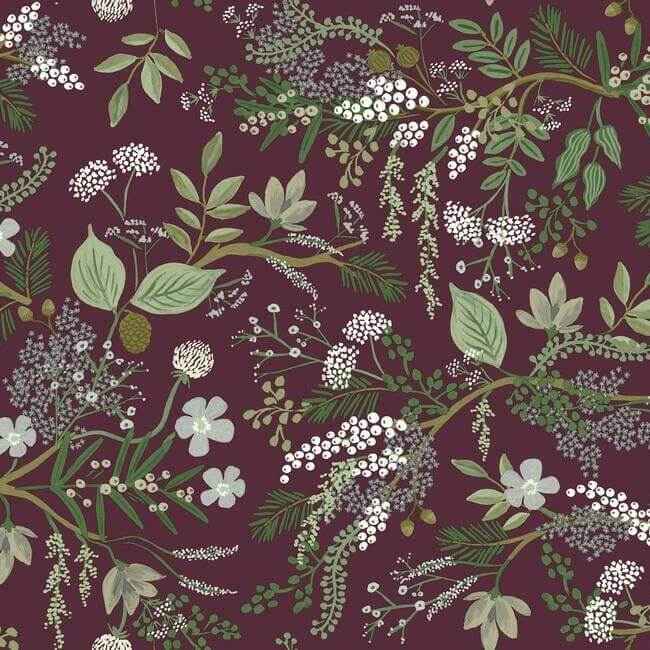 Juniper Forest Burgundy Wallpaper - York Wallcoverings - RI5164