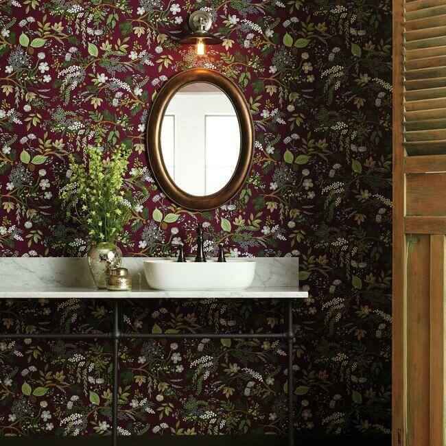 Juniper Forest Burgundy Wallpaper - York Wallcoverings - RI5164 - York Wallcoverings Wallpaper
