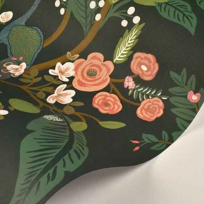 Peacock Emerald Wallpaper - York Wallcoverings - RI5168 - York Wallcoverings Wallpaper