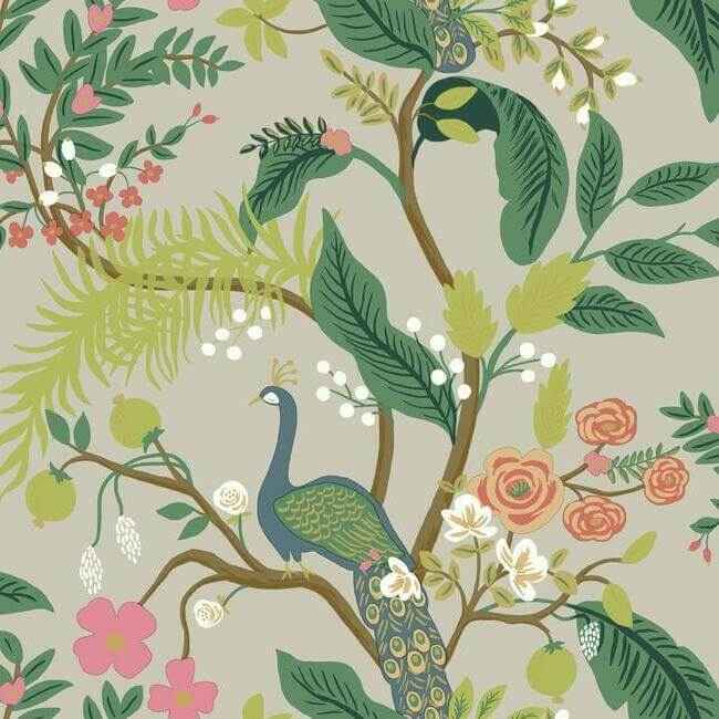 Peacock Linen Wallpaper - York Wallcoverings - RI5171 - York Wallcoverings Wallpaper