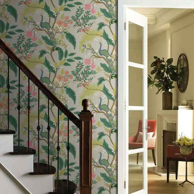 Peacock Linen Wallpaper - York Wallcoverings - RI5171 - York Wallcoverings Wallpaper