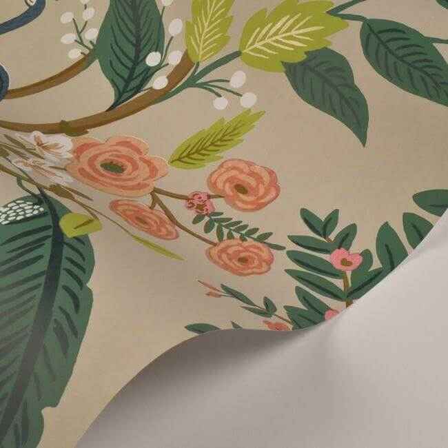 Peacock Linen Wallpaper - York Wallcoverings - RI5171 - York Wallcoverings Wallpaper