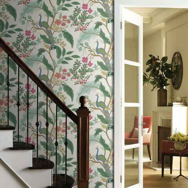 Peacock Periwinkle Wallpaper - York Wallcoverings - RI5174 - York Wallcoverings Wallpaper