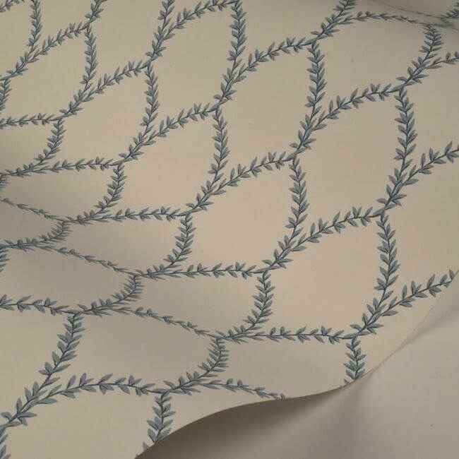 Laurel Blue & White Wallpaper - York Wallcoverings - RI5180 - York Wallcoverings Wallpaper