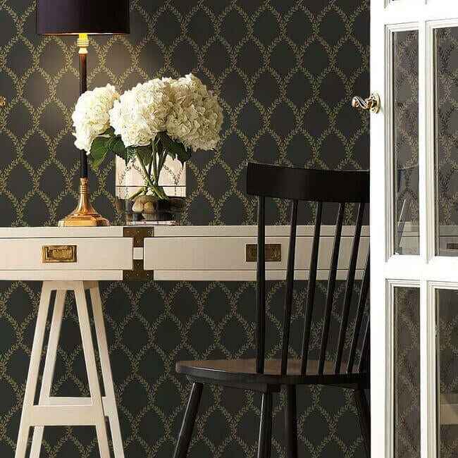 Laurel Gold & Black Wallpaper - York Wallcoverings - RI5177 - York Wallcoverings Wallpaper