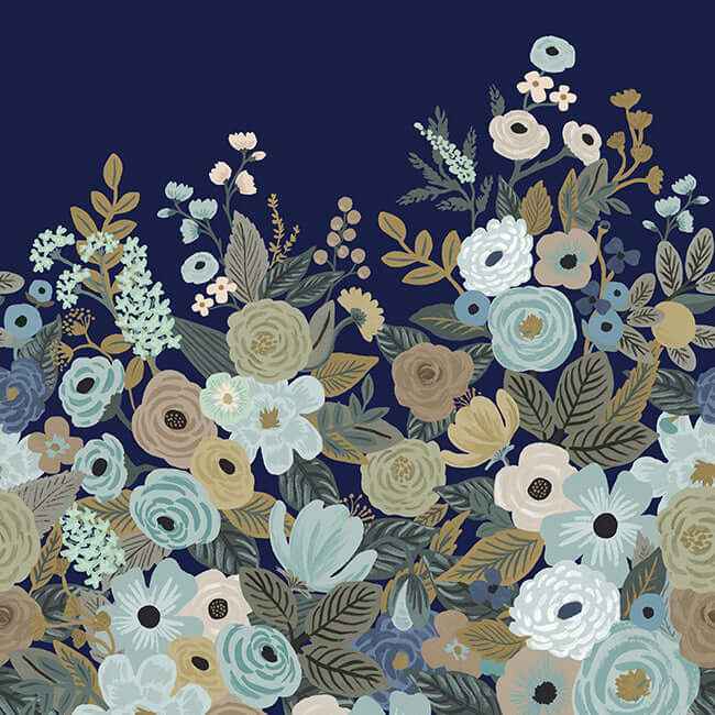 Garden Party Navy Wall Mural - York Wallcoverings - RI5191M