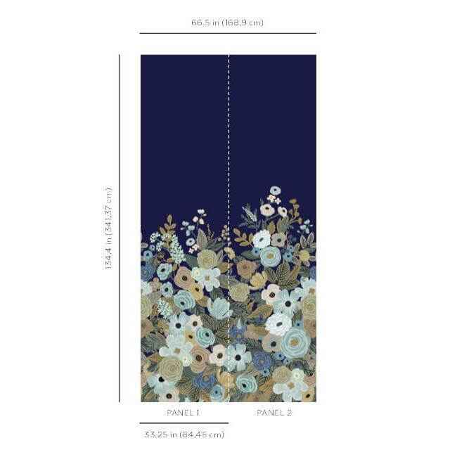 Garden Party Navy Wall Mural - York Wallcoverings - RI5191M - York Wallcoverings Wallpaper