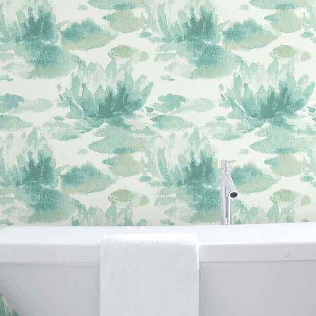 Water Lily Blue Wallpaper - York Wallcoverings - NA0525 - York Wallcoverings Wallpaper