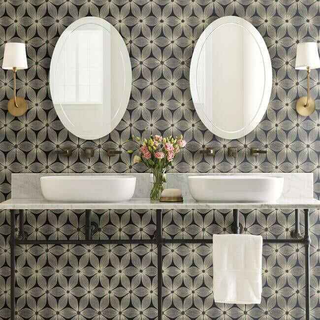 Everlasting Black & Silver Wallpaper - York Wallcoverings - CI2305 - York Wallcoverings Wallpaper