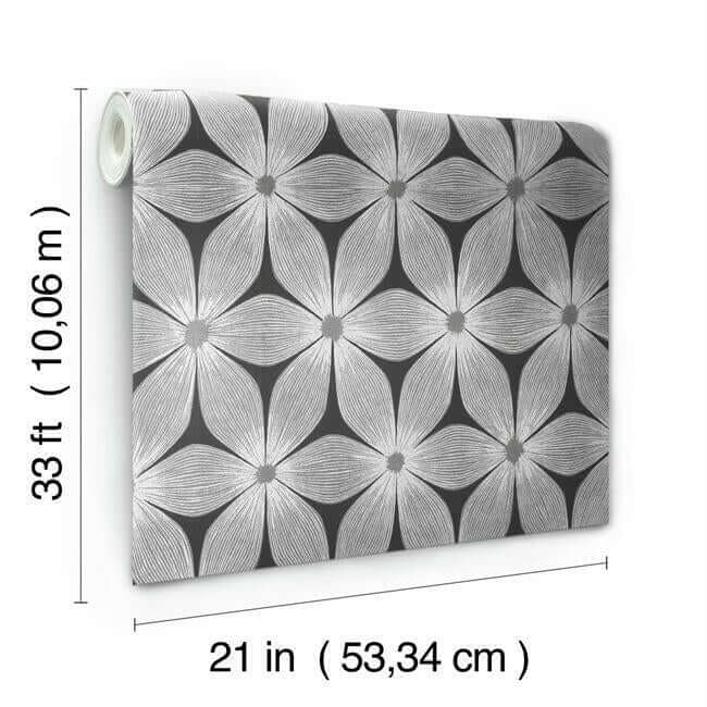 everlasting-black-silver-wallpaper-york-wallcoverings-ci2305 - York Wallcoverings Wallpaper