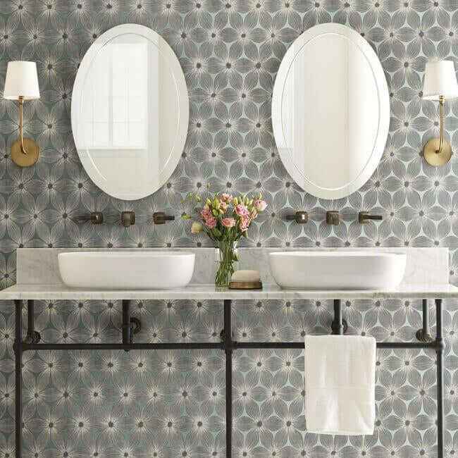 Everlasting Blue & Silver Wallpaper - York Wallcoverings - CI2303 - York Wallcoverings Wallpaper
