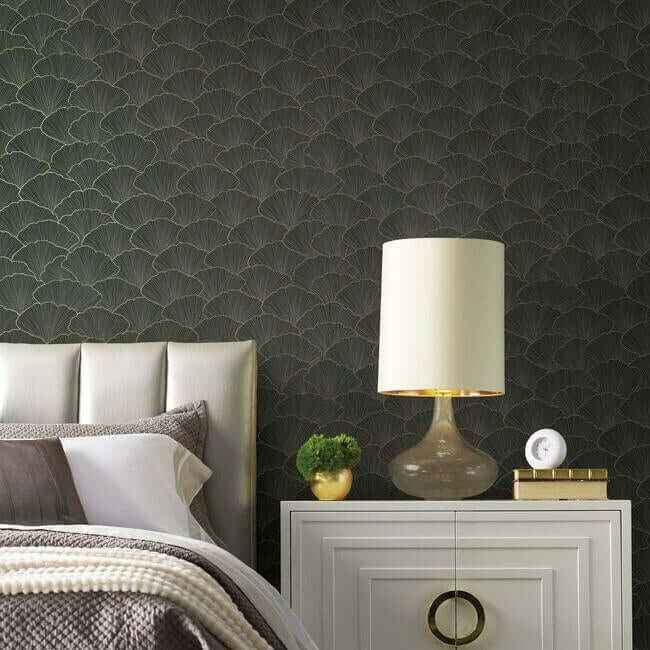 Luminous Gingko Grey Wallpaper - York Wallcoverings - CI2336 - York Wallcoverings Wallpaper