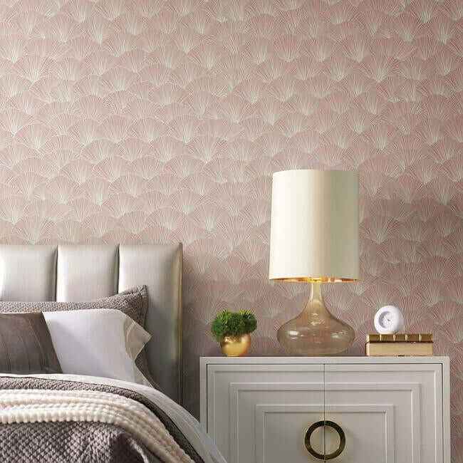 Luminous Gingko Coral Wallpaper - York Wallcoverings - CI2334 - York Wallcoverings Wallpaper