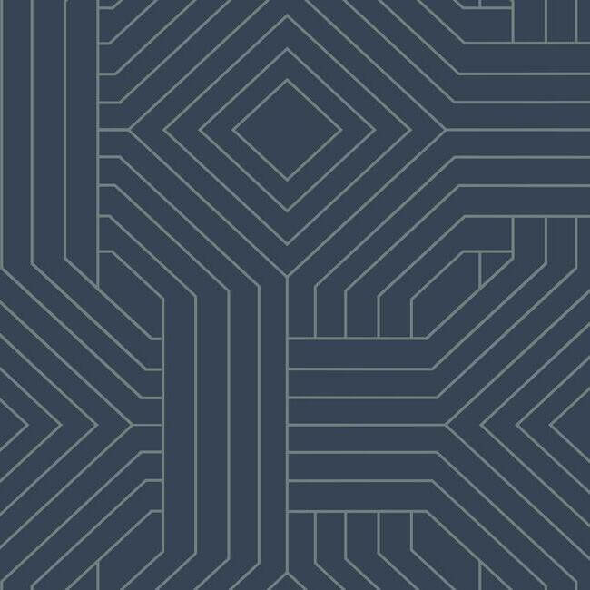 diverging-diamonds-navy-wallpaper-york-wallcoverings-ci2375 - York Wallcoverings Wallpaper