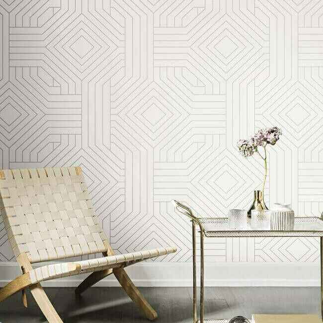 Diverging Diamonds White Wallpaper - York Wallcoverings - CI2374