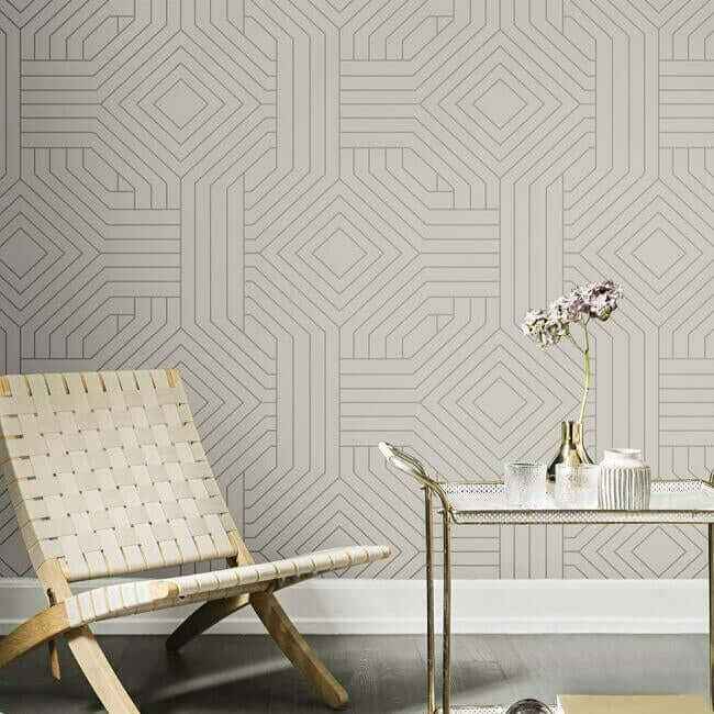 Diverging Diamonds Taupe Wallpaper - York Wallcoverings - CI2377
