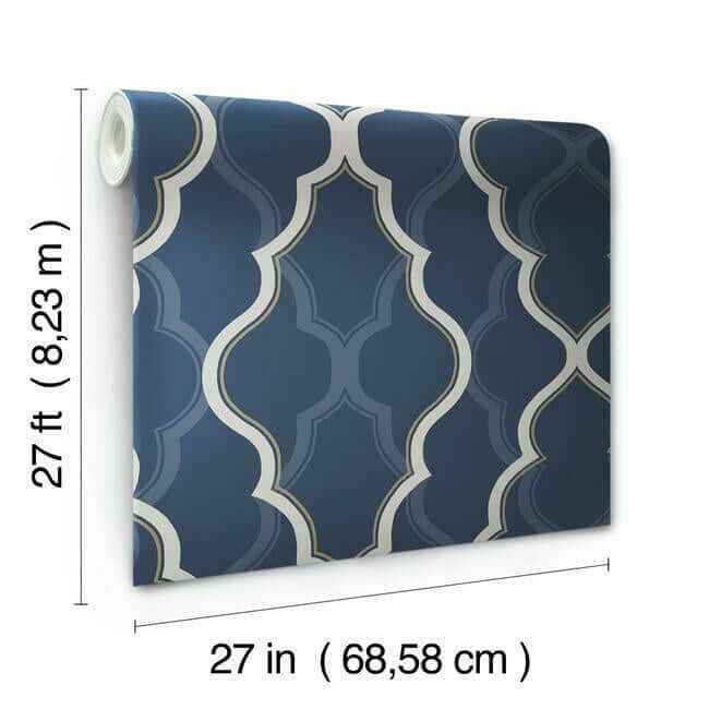 Double Damask Dark Blue Wallpaper - York Wallcoverings - CI2393 - York Wallcoverings Wallpaper