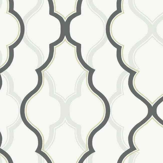 Double Damask White & Black Wallpaper - York Wallcoverings - CI2391 - York Wallcoverings Wallpaper