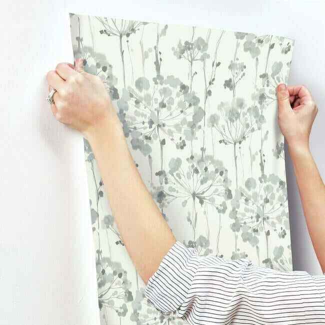 Flourish Blue & Grey Wallpaper - York Wallcoverings - CI2426 - York Wallcoverings Wallpaper