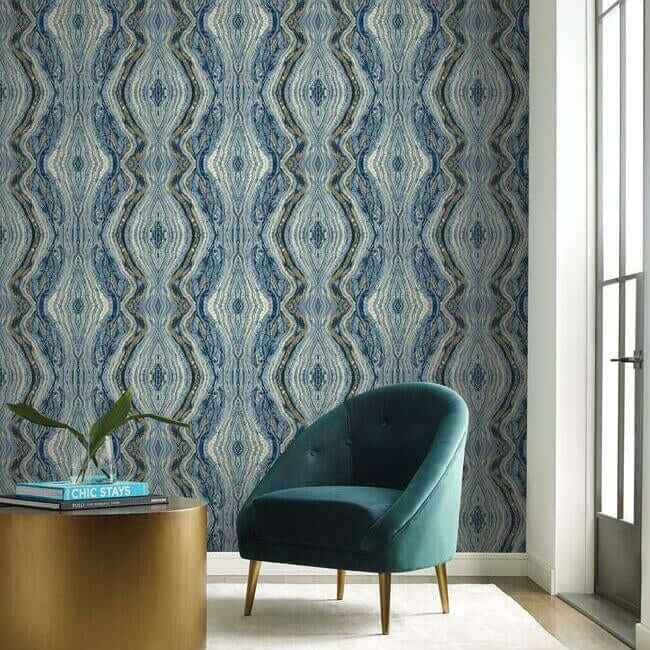 Kaleidoscope Blue Wallpaper - York Wallcoverings - BH8398 - York Wallcoverings Wallpaper