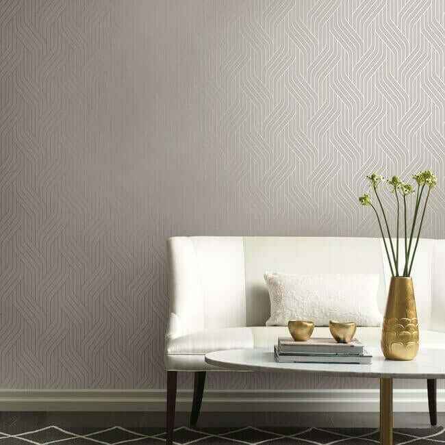 Ebb & Flow White & Silver Wallpaper - York Wallcoverings - NW3516 - York Wallcoverings Wallpaper