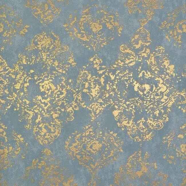 Stargazer Blue & Gold Wallpaper - York Wallcoverings - NW3565