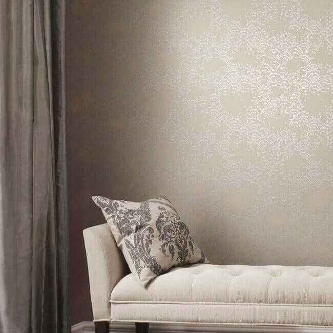 Eclipse Khaki & Silver Wallpaper - York Wallcoverings - NW3599 - York Wallcoverings Wallpaper
