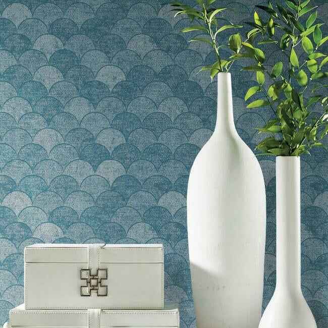 Mermaid Scales Blue Wallpaper - York Wallcoverings - Y6230205 - York Wallcoverings Wallpaper