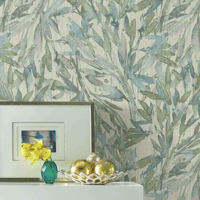 Rainforest Leaves Wallpaper Light Bluegrey - York Wallcoverings - Y6230704 - York Wallcoverings Wallpaper