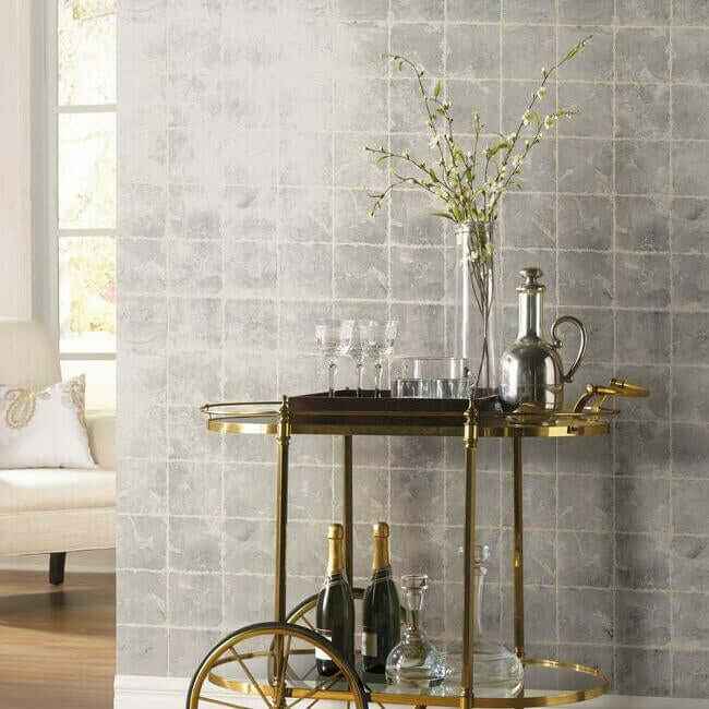 Metal Leaf Squares Black Wallpaper - York Wallcoverings - KT2101 - York Wallcoverings Wallpaper