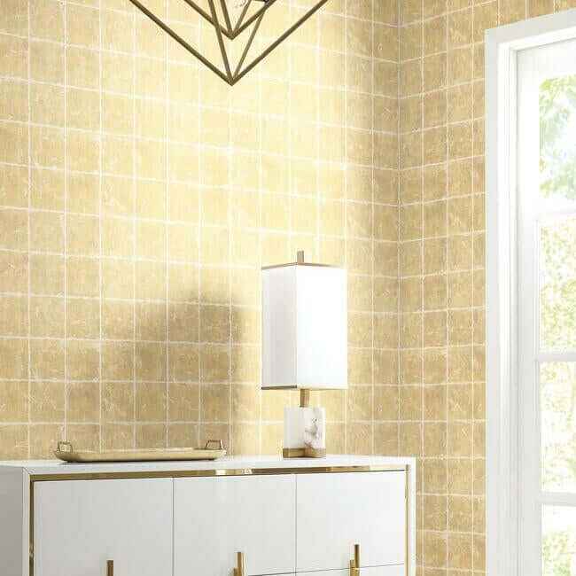 Metal Leaf Squares Gold Wallpaper - York Wallcoverings - KT2102 - York Wallcoverings Wallpaper