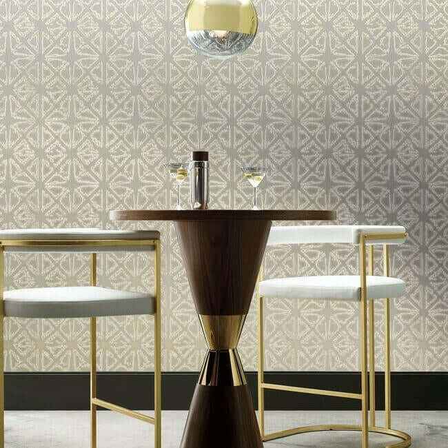 Empire Diamond Silver & Taupe Wallpaper - York Wallcoverings - KT2112 - York Wallcoverings Wallpaper